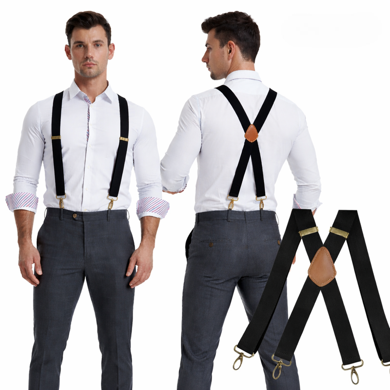 Men's X-Back Suspenders with Hook Clips