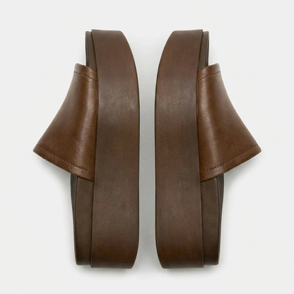 Arwinn Premium Leather Platform Slides