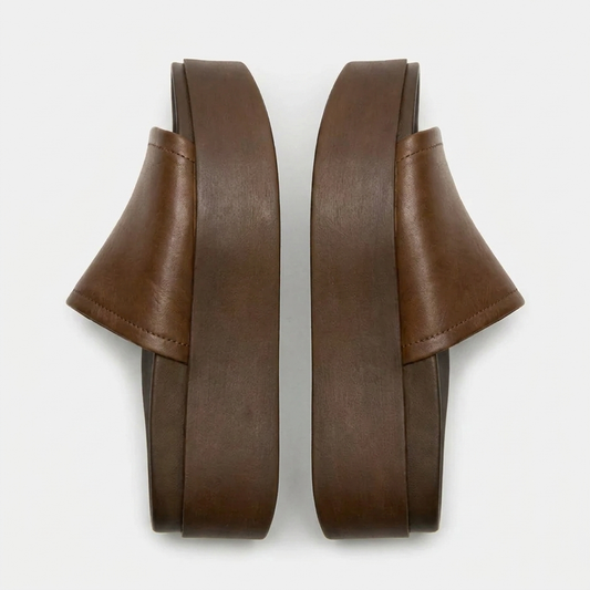 Arwinn Premium Leather Platform Slides