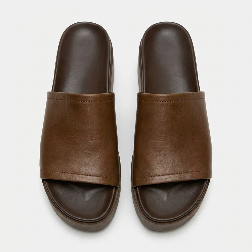 Arwinn Premium Leather Platform Slides