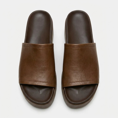 Arwinn Premium Leather Platform Slides