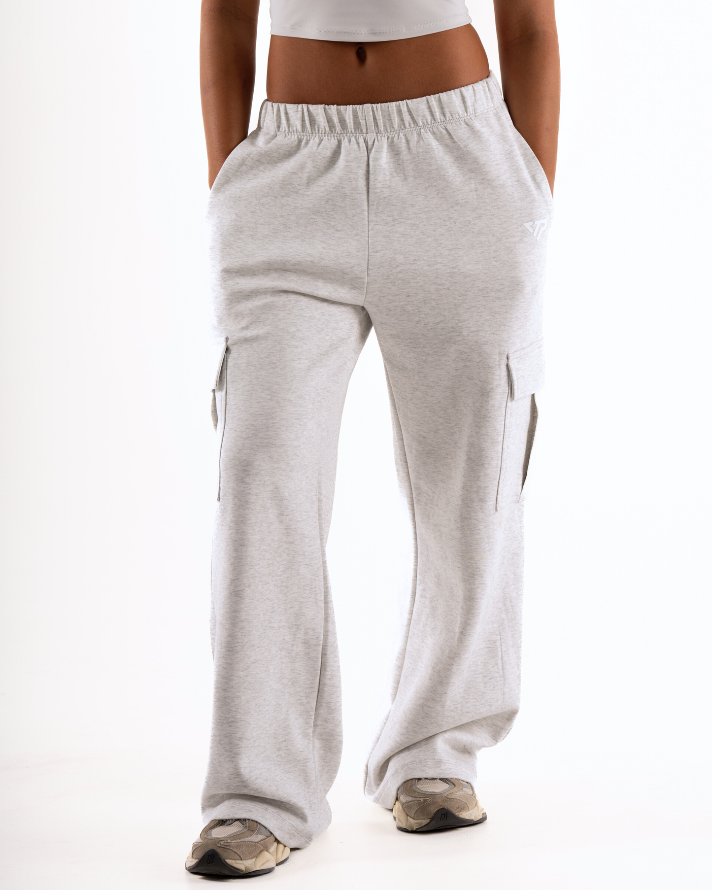 Women's Cargo Joggers in Marl Grey