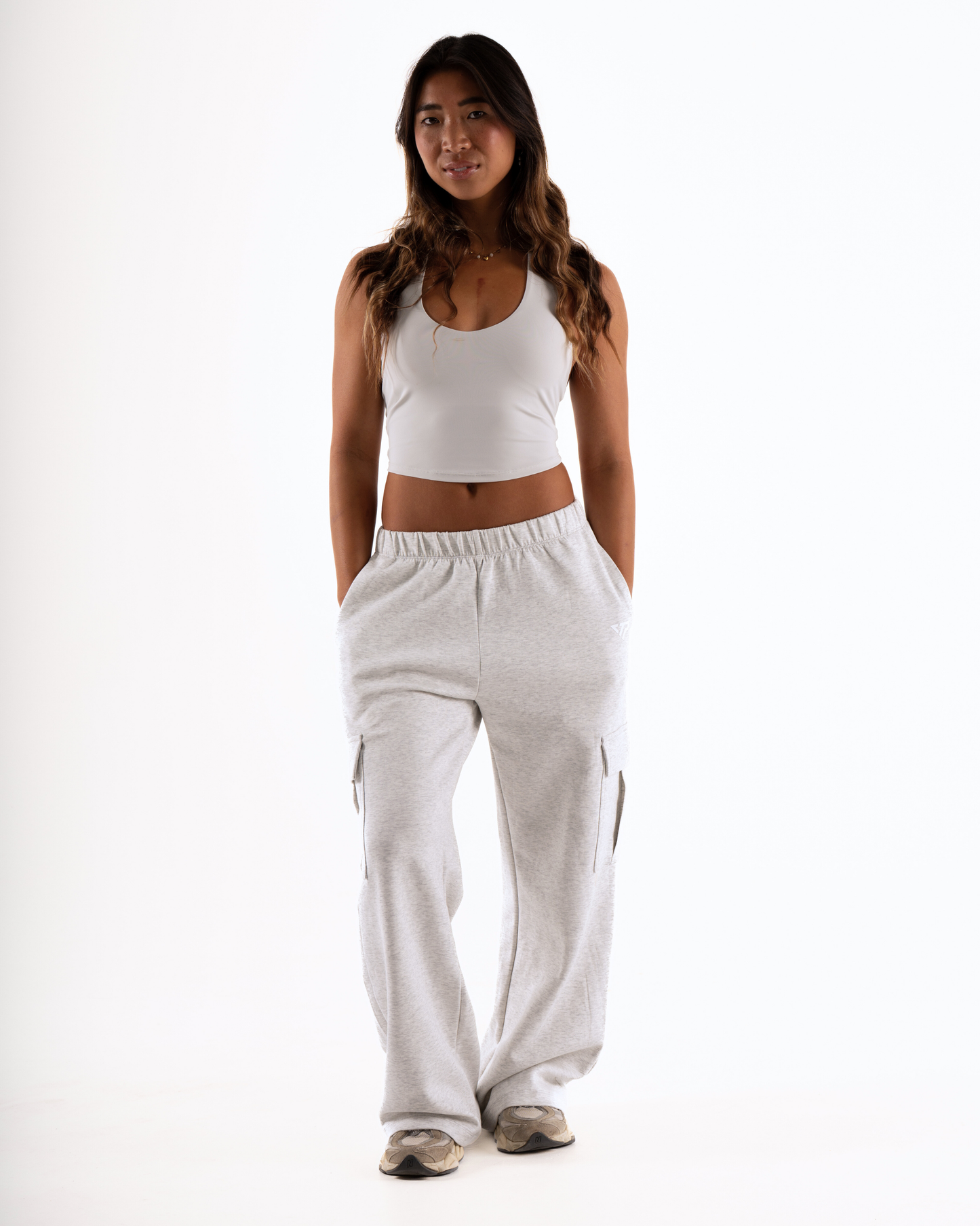 Women's Cargo Joggers in Marl Grey