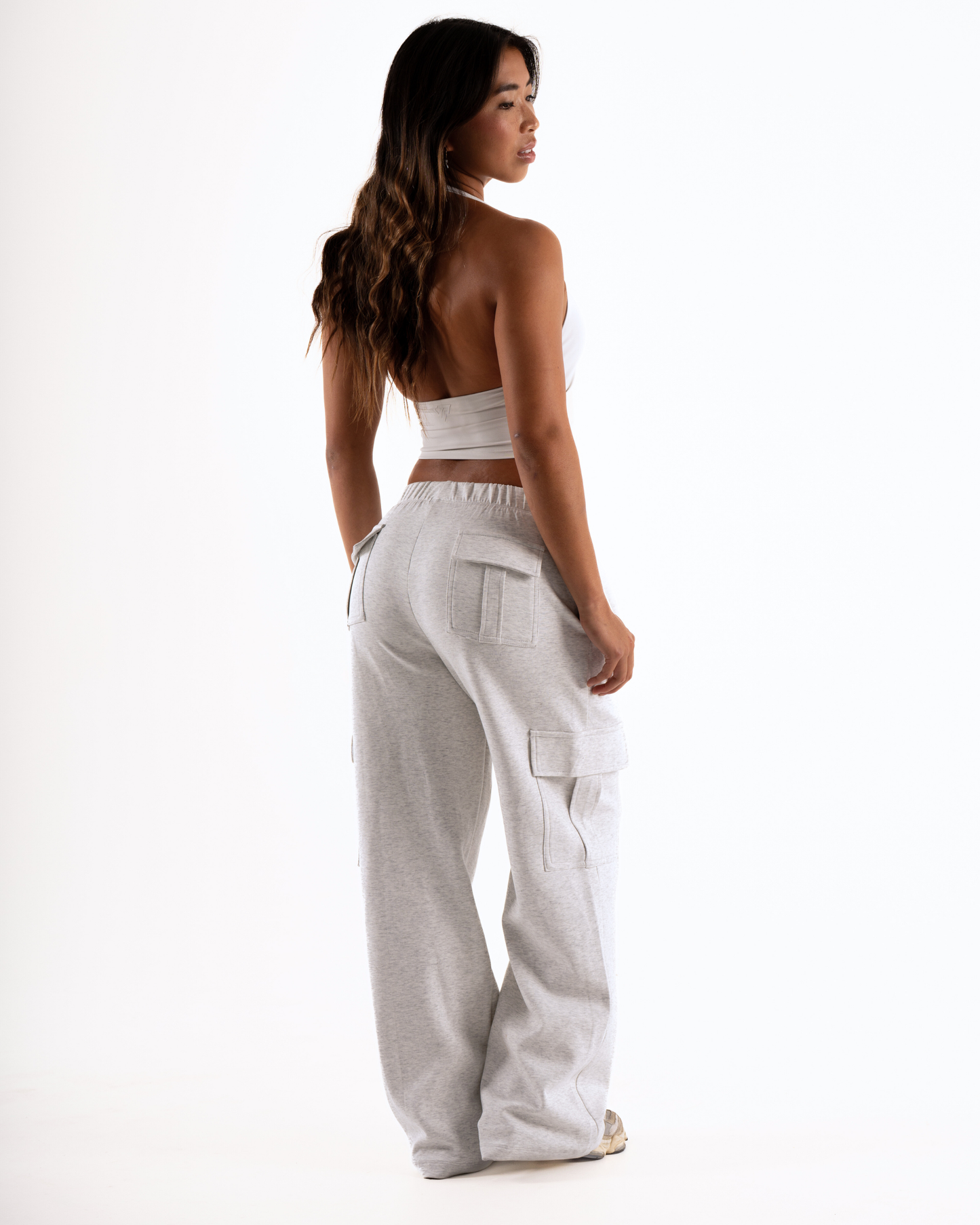 Women's Cargo Joggers in Marl Grey