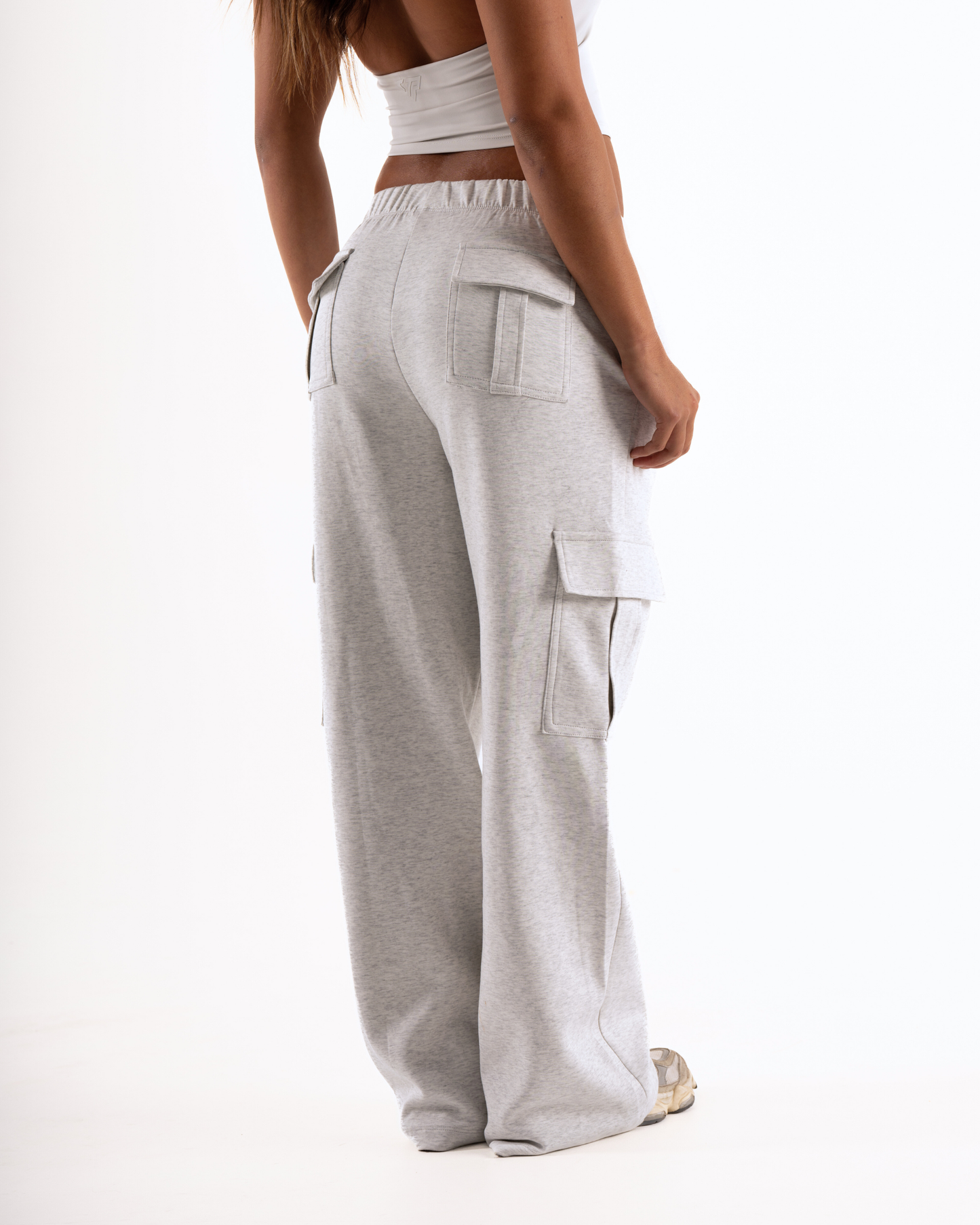 Women's Cargo Joggers in Marl Grey