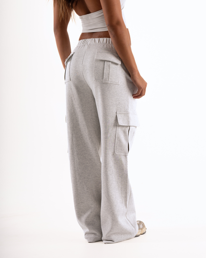 Women's Cargo Joggers in Marl Grey
