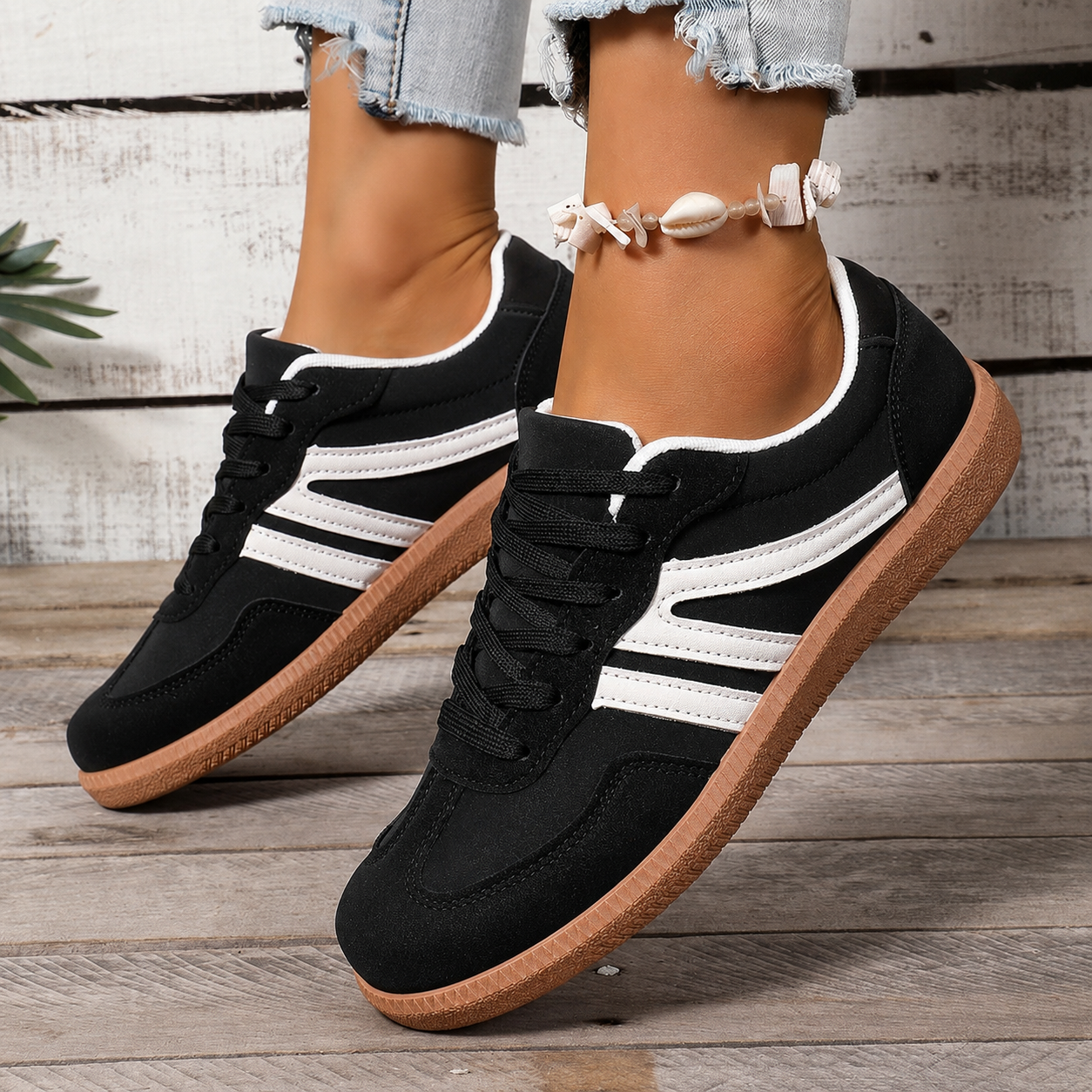 Valencia Cushioned Orthopedic Stripe Trainers