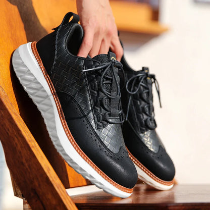 Oxford Ridge Leather Sneakers - Premium Leather, Everyday Comfort