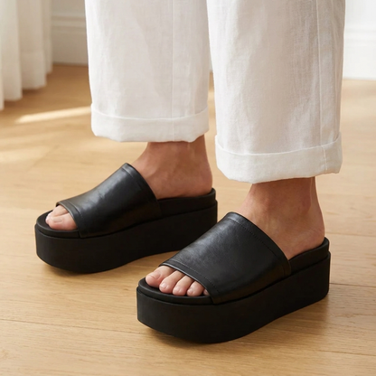Arwinn Premium Leather Platform Slides
