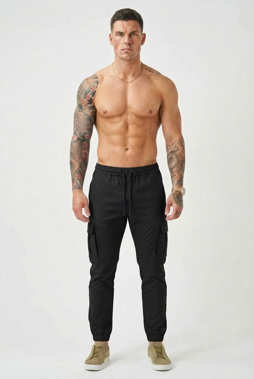 Olympus Cargo Jogger – Black: Sleek, Durable Utility Pants for Everyday Wear
