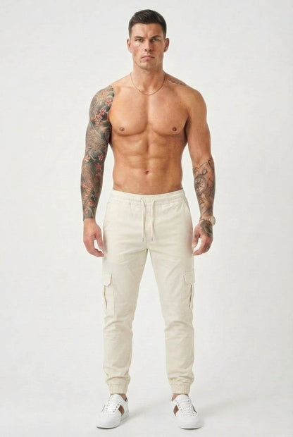 Olympus Cream Cargo Joggers – Sleek, Functional Everyday Wear