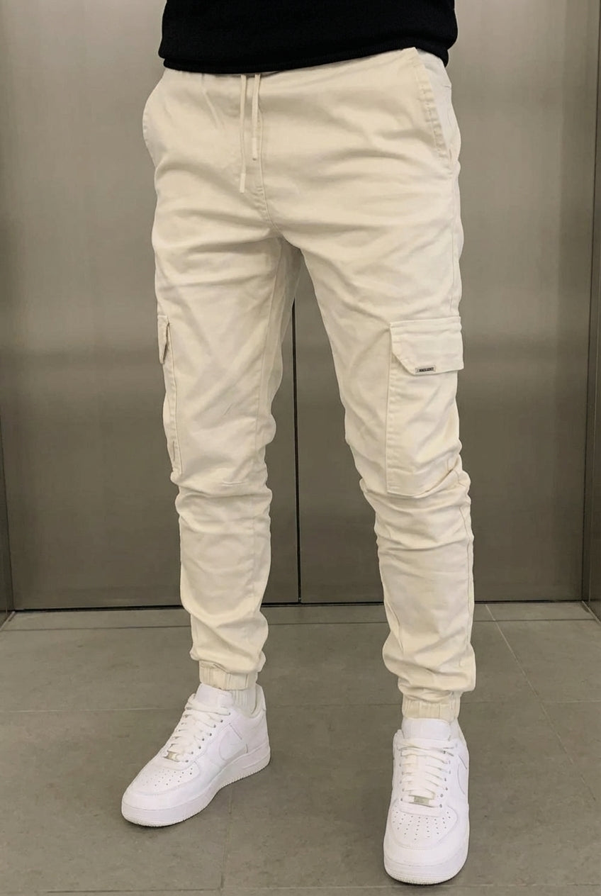 Olympus Cream Cargo Joggers – Sleek, Functional Everyday Wear