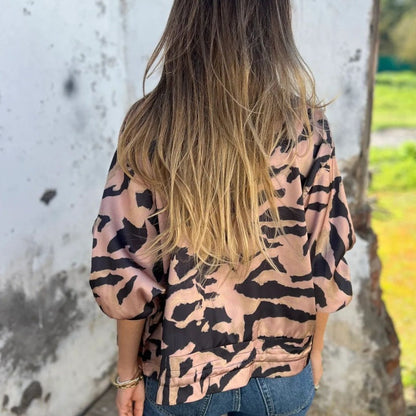 🔥 Today Only: 50% Off Women's Fall Zebra Print Zipper Bomber Jacket
