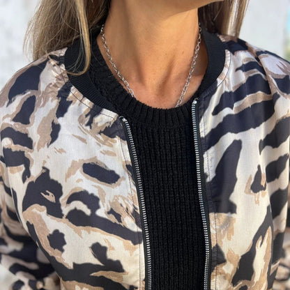 🔥 Today Only: 50% Off Women's Fall Zebra Print Zipper Bomber Jacket