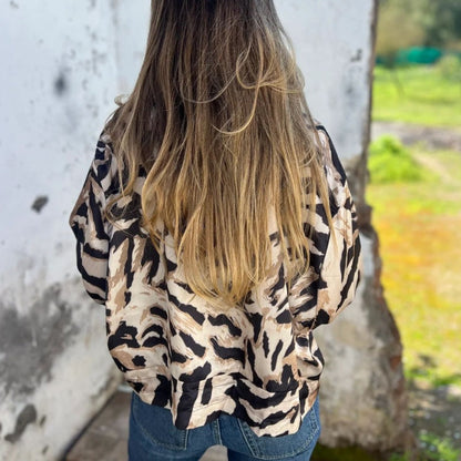 🔥 Today Only: 50% Off Women's Fall Zebra Print Zipper Bomber Jacket