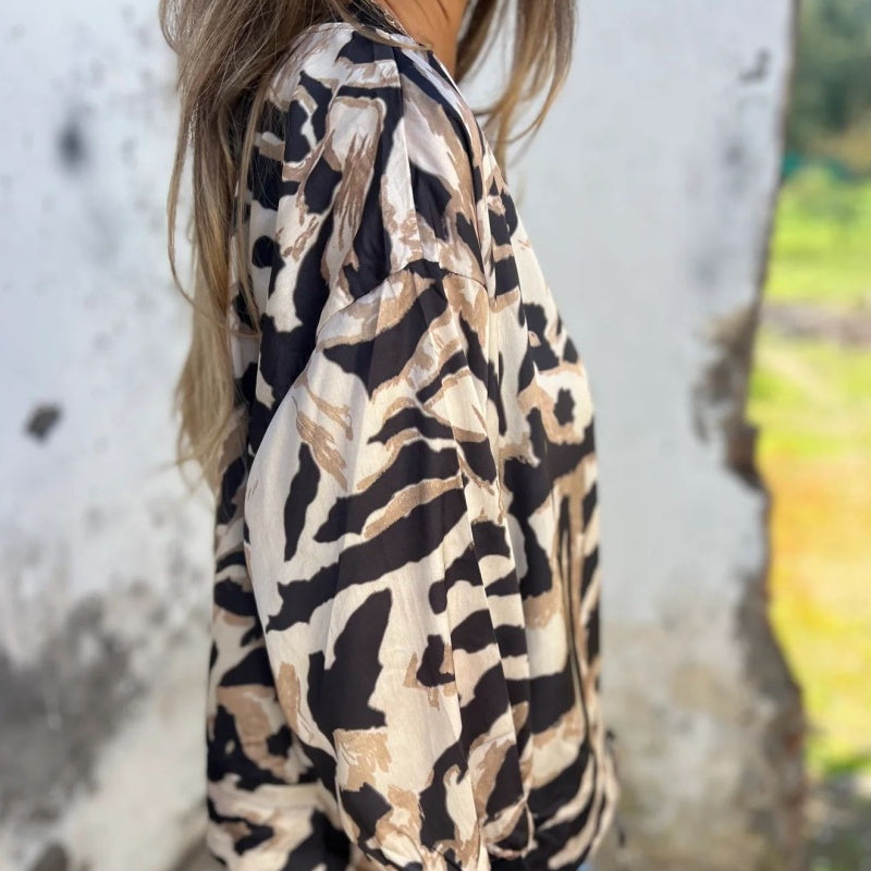 🔥 Today Only: 50% Off Women's Fall Zebra Print Zipper Bomber Jacket