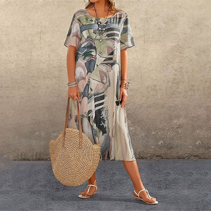 Elegant Mulberry Silk Tropical Breeze Dress