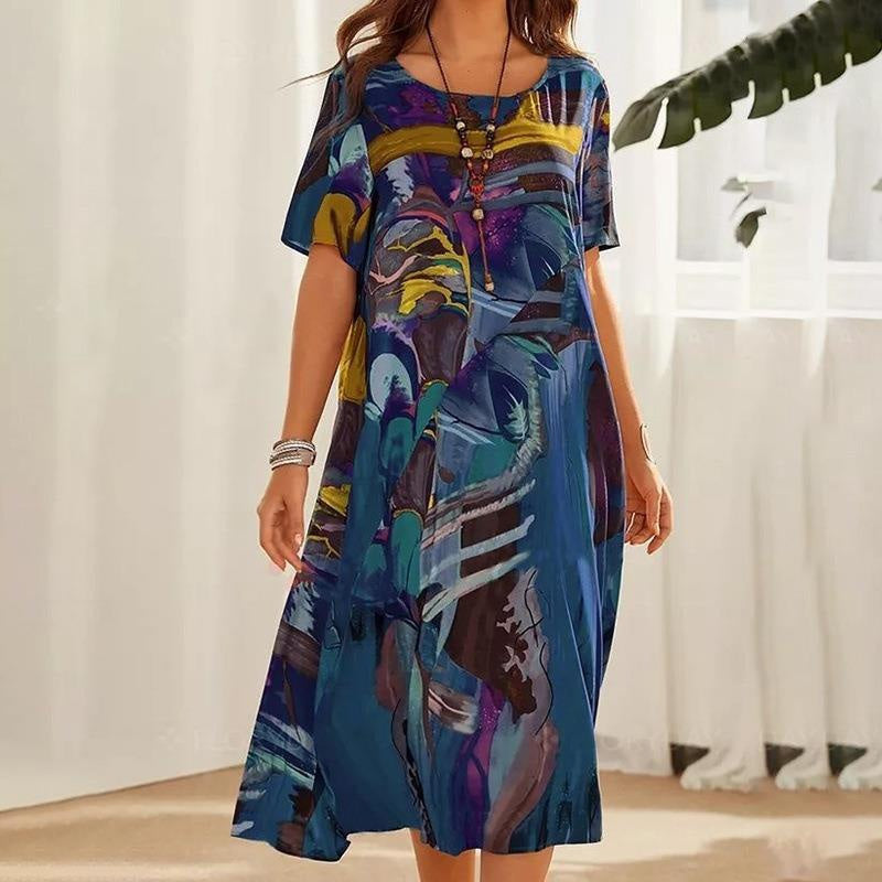 Elegant Mulberry Silk Tropical Breeze Dress