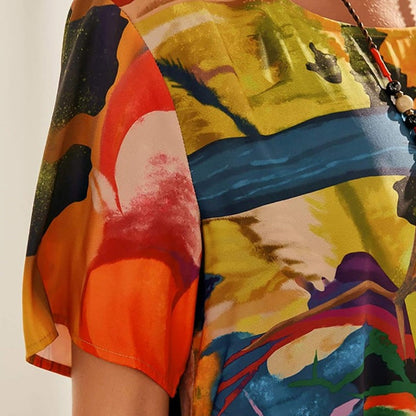 Elegant Mulberry Silk Tropical Breeze Dress