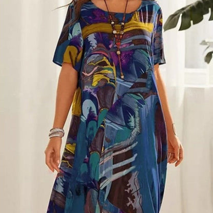 Elegant Mulberry Silk Tropical Breeze Dress