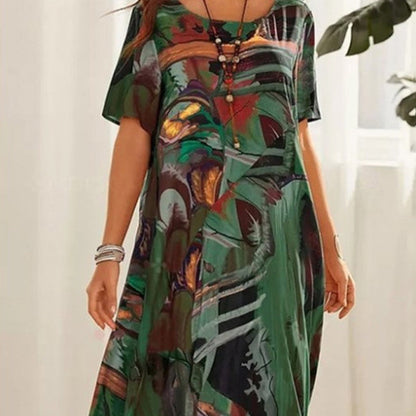 Elegant Mulberry Silk Tropical Breeze Dress