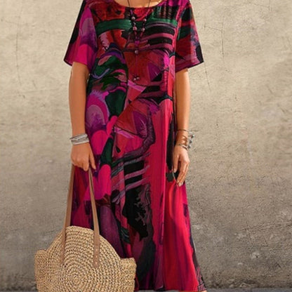 Elegant Mulberry Silk Tropical Breeze Dress