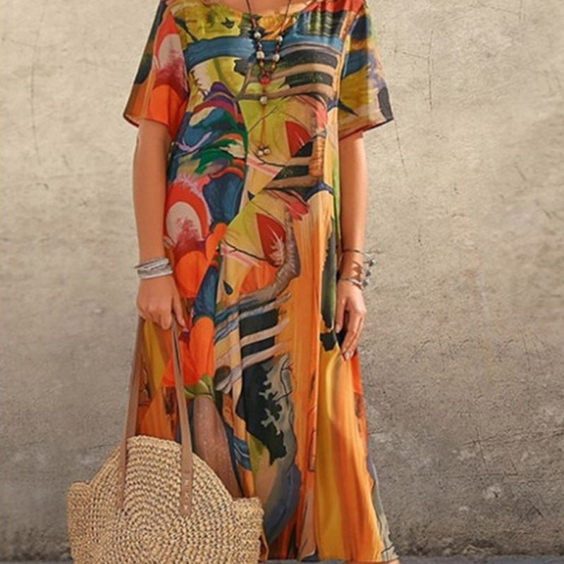 Elegant Mulberry Silk Tropical Breeze Dress