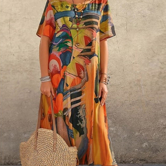 Elegant Mulberry Silk Tropical Breeze Dress