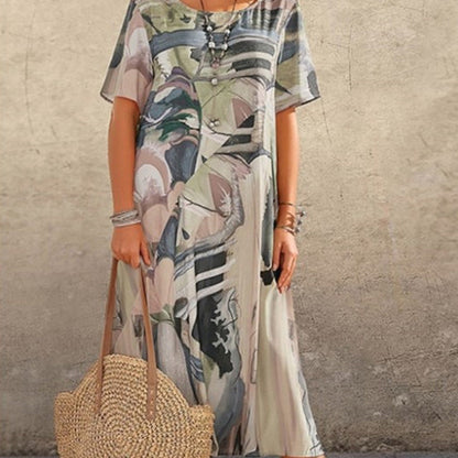 Elegant Mulberry Silk Tropical Breeze Dress