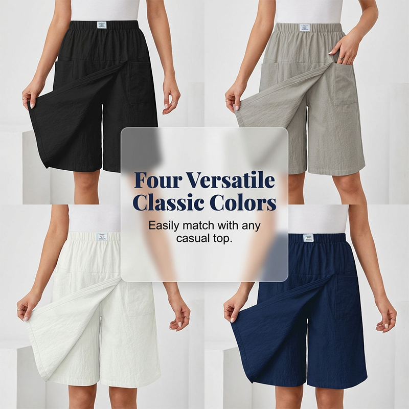 Women's Casual Elastic-Waist Wrap Skort