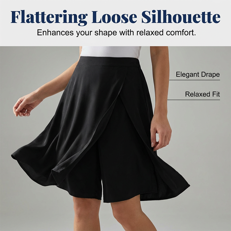 Women's Casual Elastic-Waist Wrap Skort