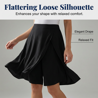 Women's Casual Elastic-Waist Wrap Skort
