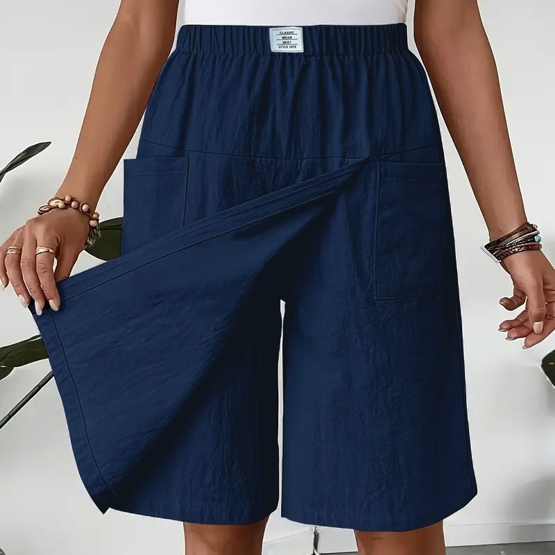 Women's Casual Elastic-Waist Wrap Skort